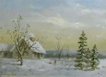 Snow Painting - sn030B impressionism snow winter scenery
